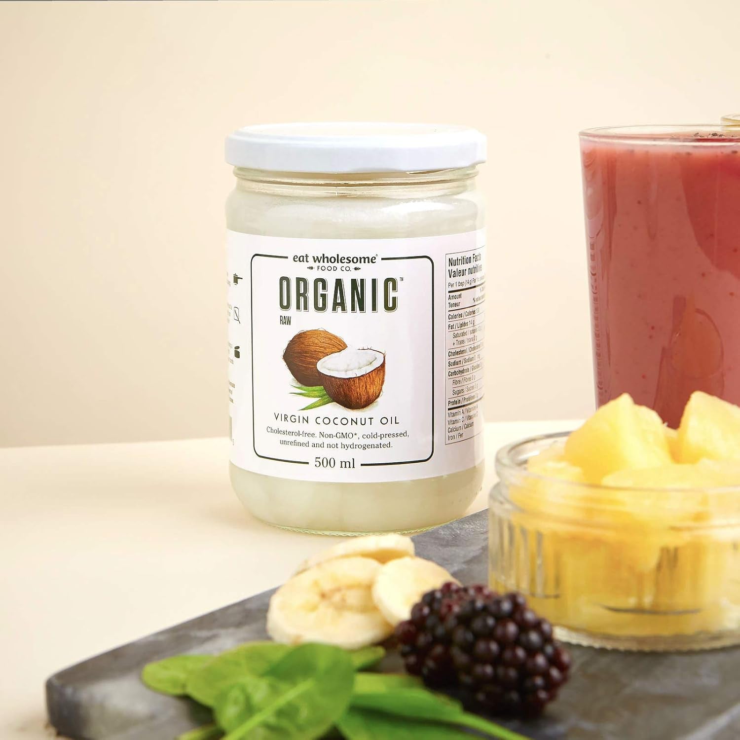 Organic Virgin Coconut Oil, 500Ml - Raw, Cold Pressed, Award-Winning, Glass Jar in Box, for Cooking, Baking, Skincare & Hair, Vegan