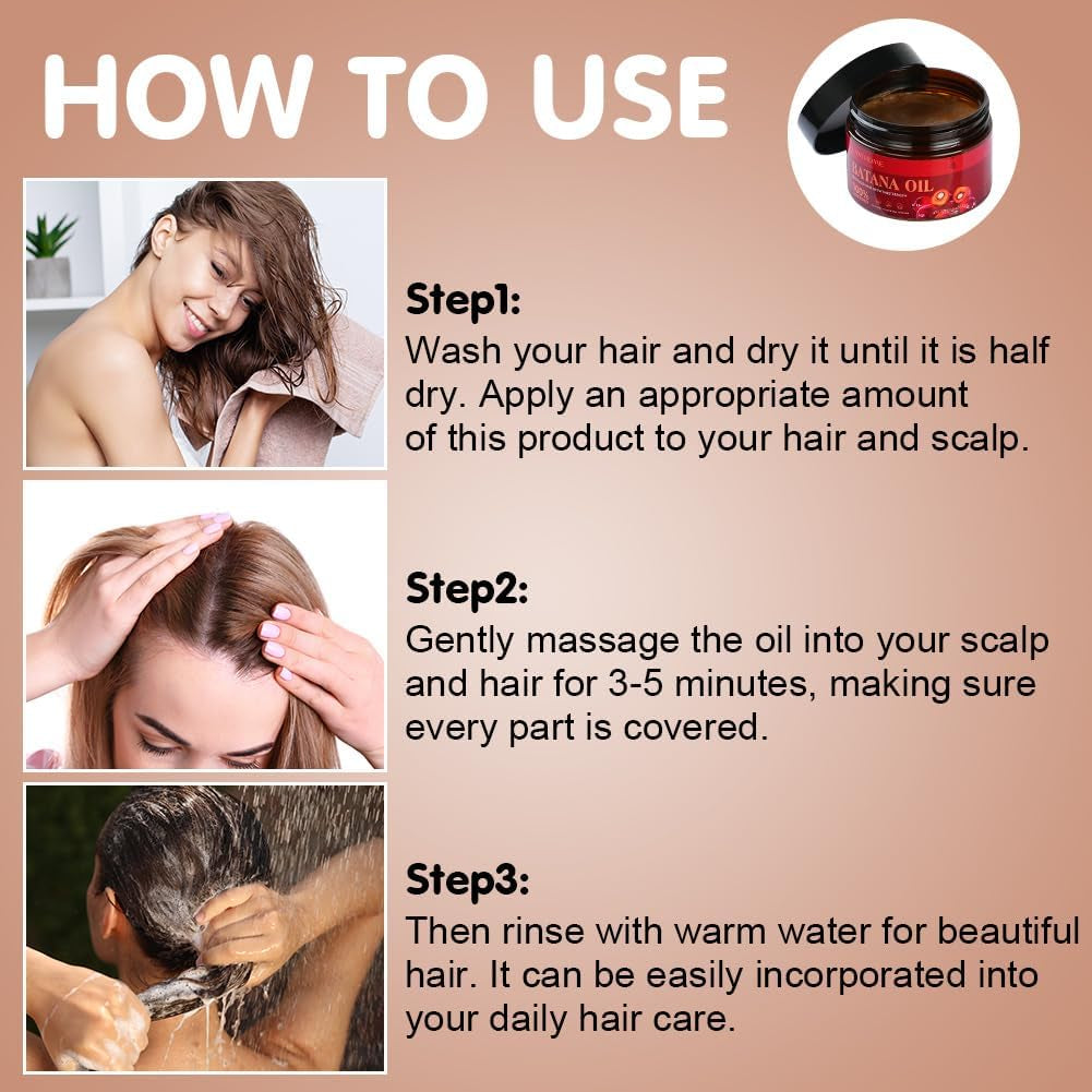 Raw Batana Oil, 120ML Pure & Natural for Hair Growth, Healthier, Thicker, Fuller Hair, Eliminates Split Ends, Repairs Damage for Men & Women