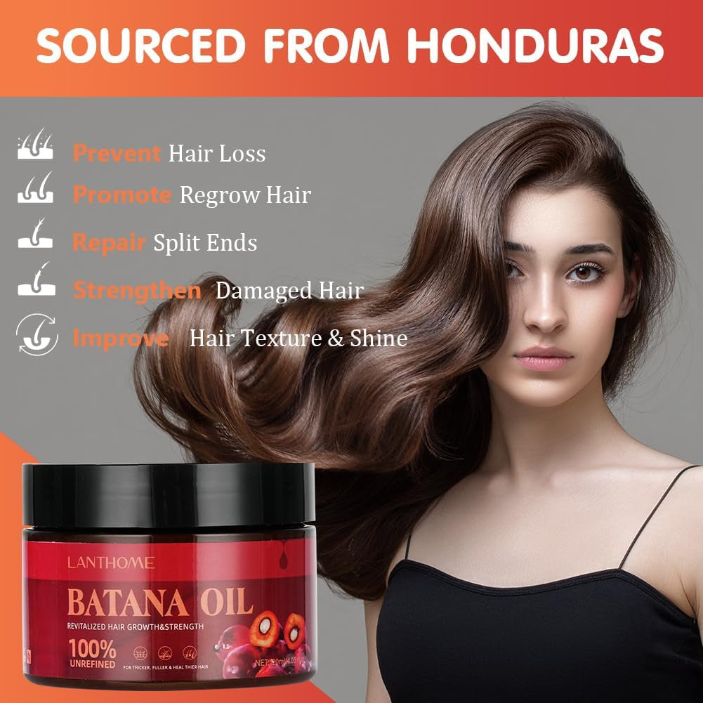 Raw Batana Oil, 120ML Pure & Natural for Hair Growth, Healthier, Thicker, Fuller Hair, Eliminates Split Ends, Repairs Damage for Men & Women