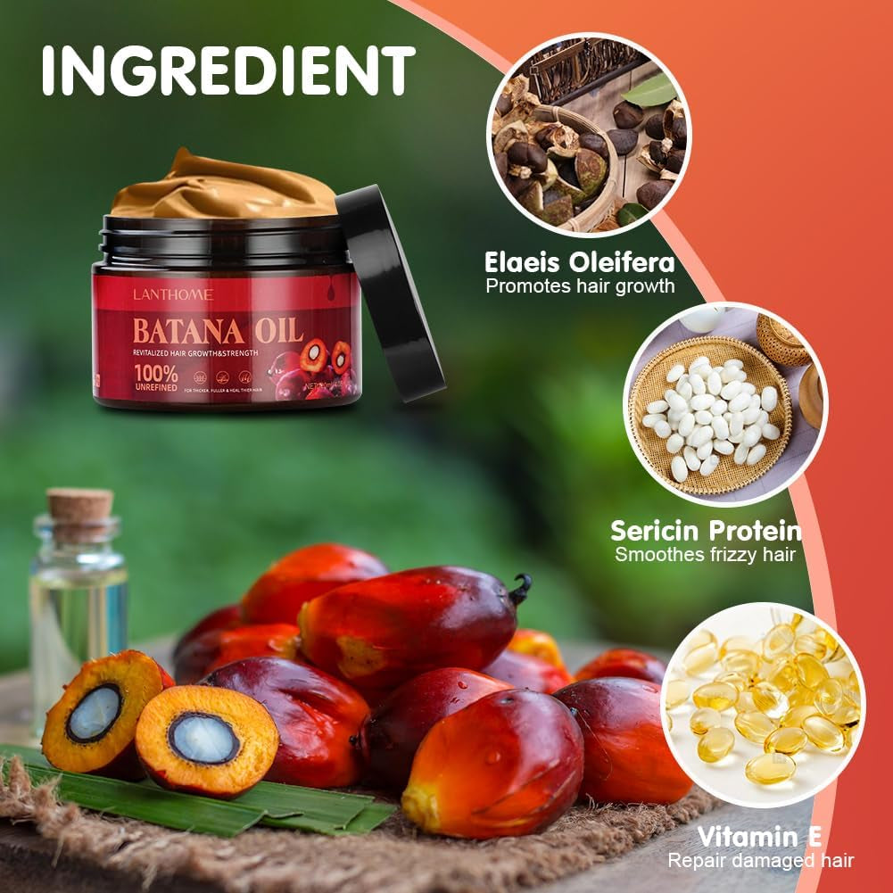 Raw Batana Oil, 120ML Pure & Natural for Hair Growth, Healthier, Thicker, Fuller Hair, Eliminates Split Ends, Repairs Damage for Men & Women
