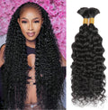 Water Wave Bulk Human Hair for Boho Braids Deep Wave Human Braiding Hair for Micro Braid 100% No Weft Brazilian Virgin Curly Human Hair Extensions for Boho Braids