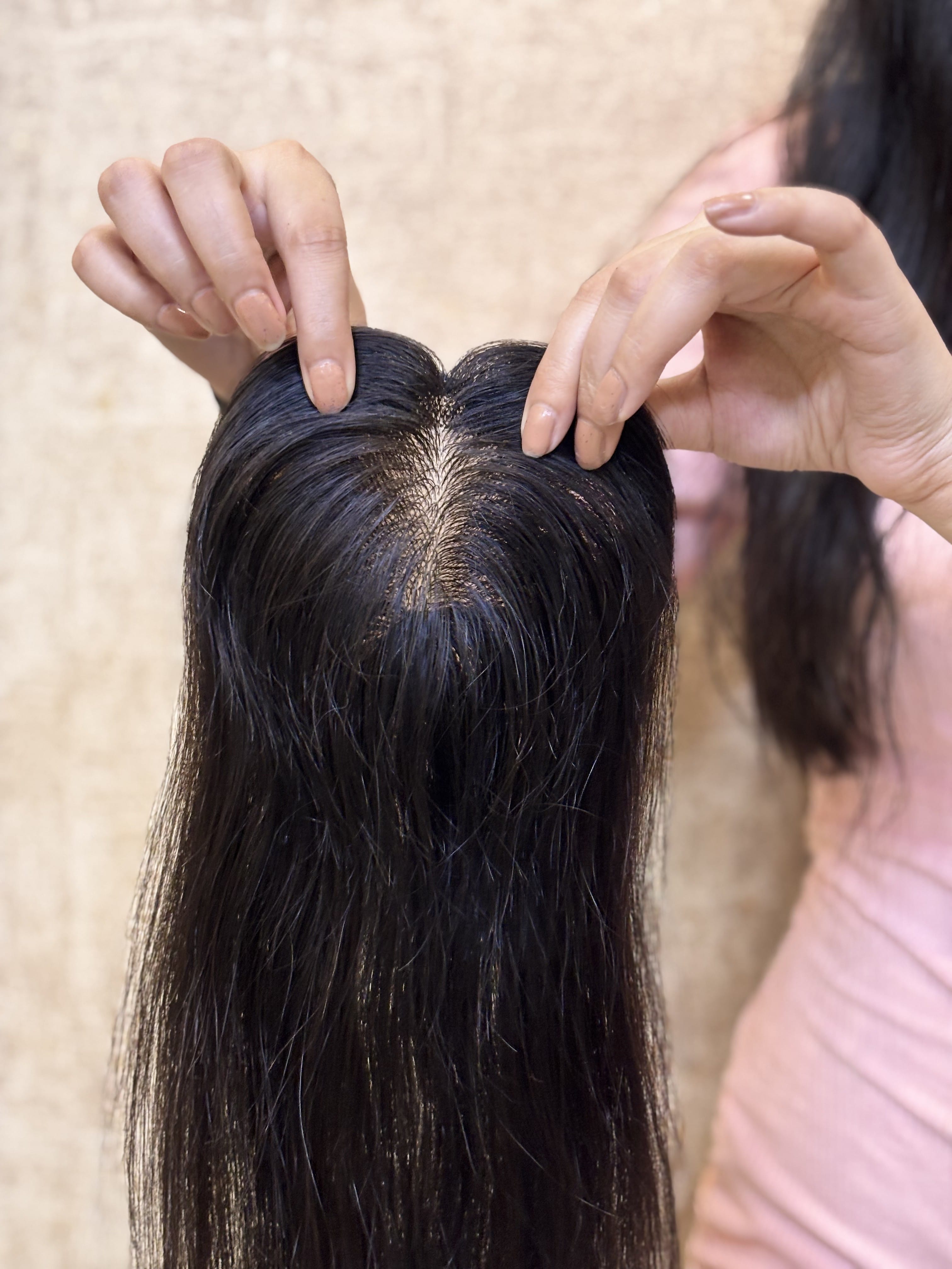 Hair Topper for Backcombed Hair | Silk Base | Natural Black | Straight | Remy Hair India-8