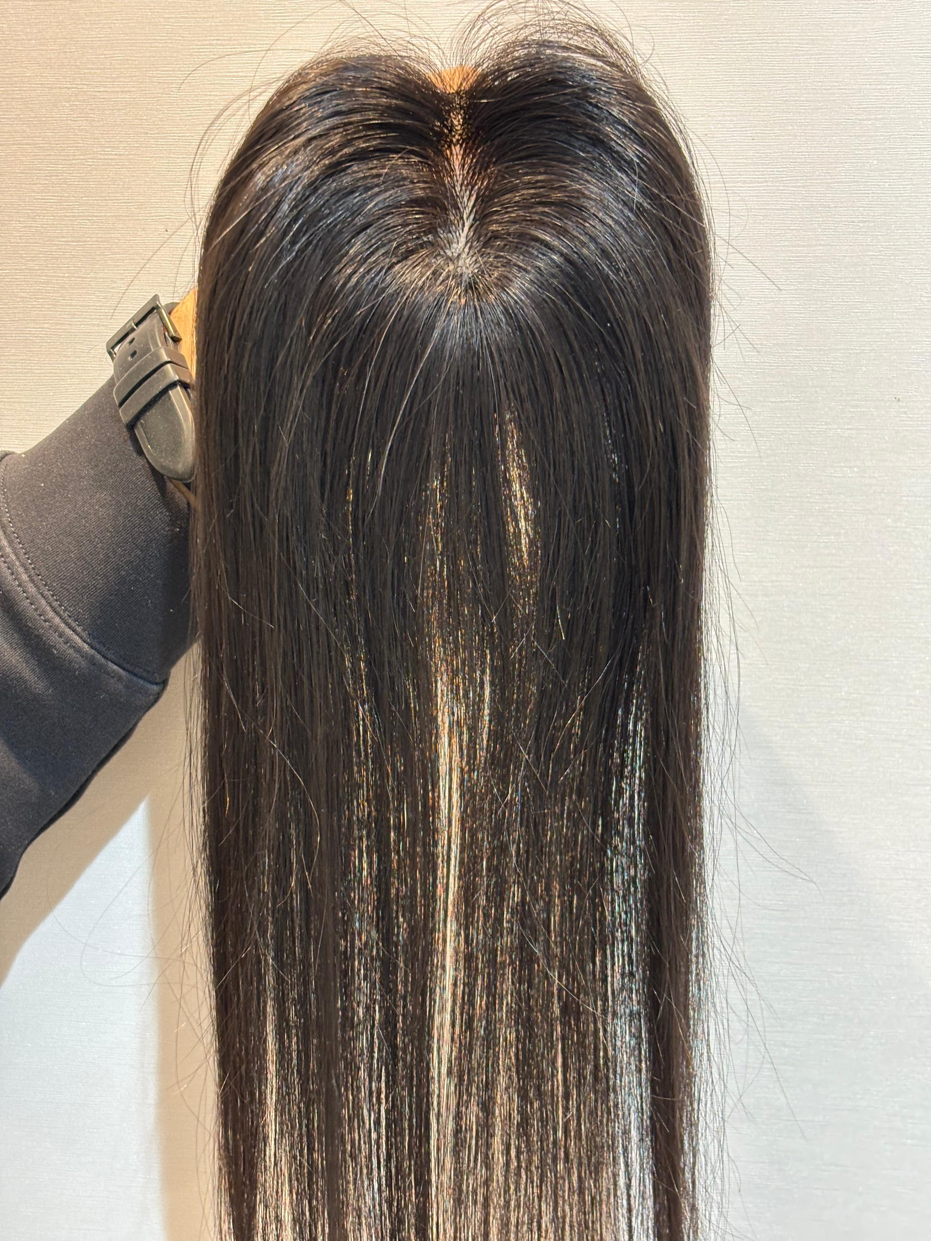 Hair Topper for Postpartum Hair Loss | Silk Base | Natural Black | Straight | Remy Hair India-8
