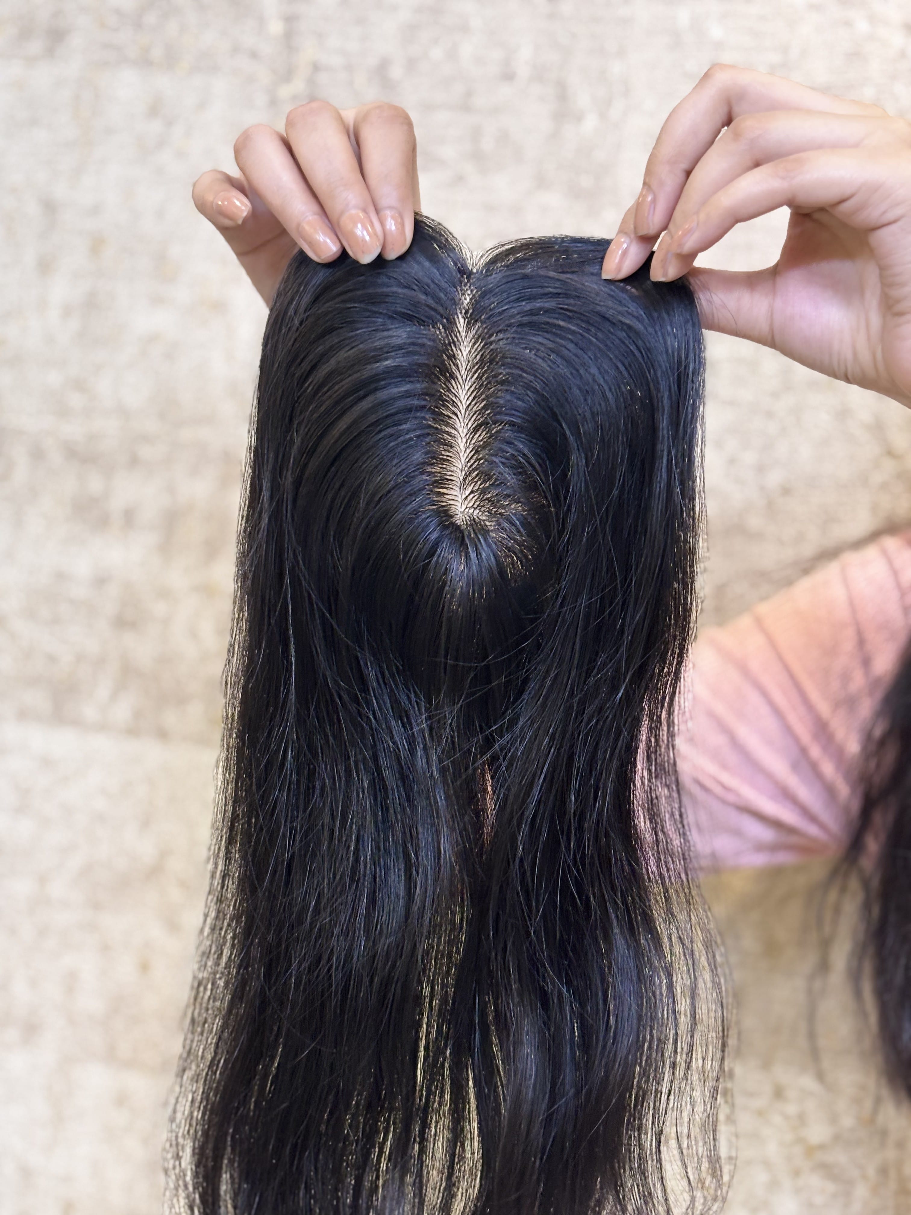 Hair Topper for Backcombed Hair | Silk Base | Natural Black | Straight | Remy Hair India-10