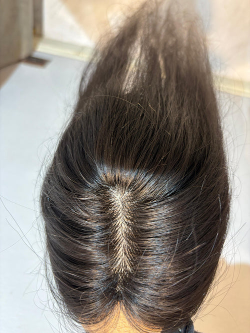 Hair Topper for Postpartum Hair Loss | Silk Base | Natural Black | Straight | Remy Hair India-1
